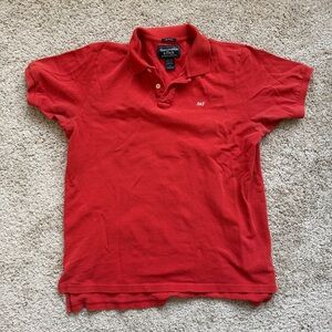 Abercrombie & Fitch Men's Muscle Fit Polo Shirt - Red Orange - Size L